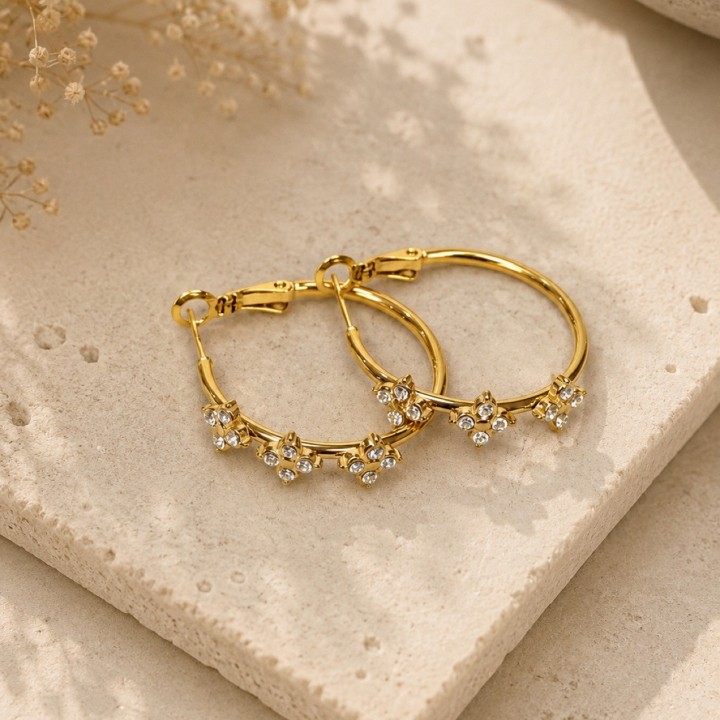 Boucles d’oreilles Créoles Camelia 2