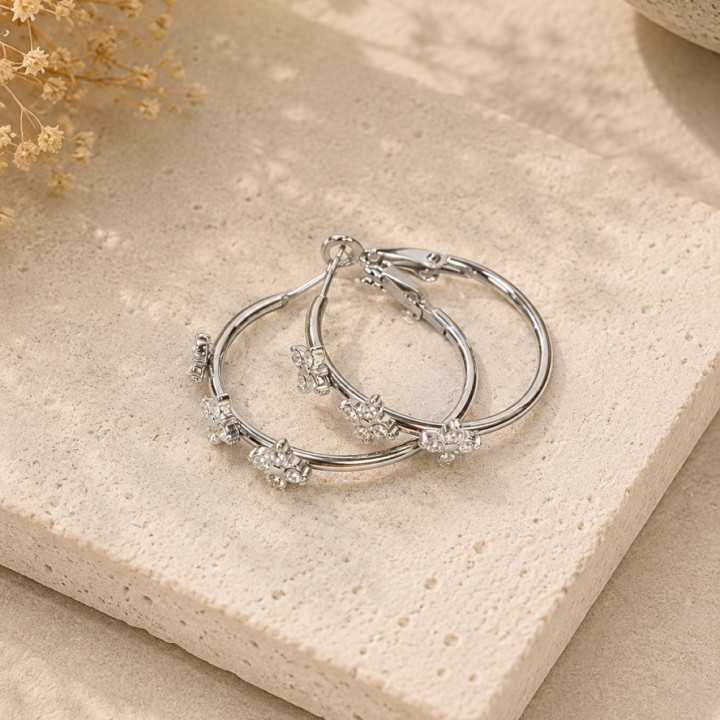 Boucles d’oreilles Créoles Camelia 2